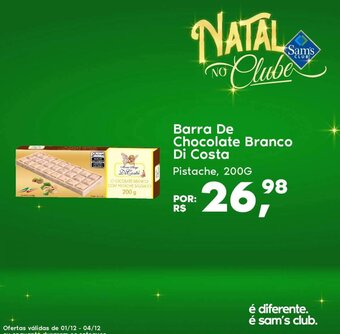 Sam's Club Barra de Chocolate Branco Di Costa 200g oferta