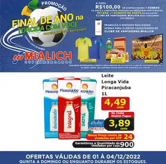 Mialich Supermercados Leite Long Vida Piracanjuba 1L oferta