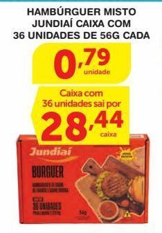 Roldão Hambúrguer misto jundiaí caixa com 36 unidades de 56g cada oferta