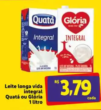Mercado Extra Leite Longa Vida Integral Quata ou Gloria 1L oferta