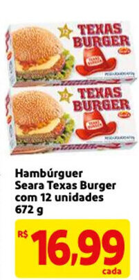 Mercado Extra Hamburguer Seara Texas Burger com 12 unidades 672g oferta