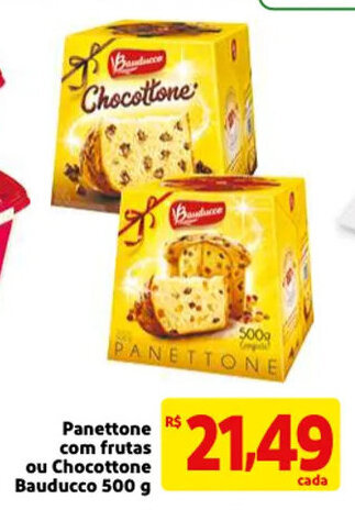 Mercado Extra Panettone com frutas ou Chocottone Bauducco 500g oferta