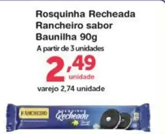Rosquinha Recheada Rancheiro sabor Baunilha 90g