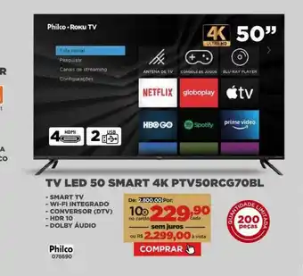 Móveis Simonetti Tv led 50 smart 4k ptv50rcg70bl philco oferta