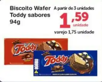 Roldão Biscoito Wafer Toddy sabores 94g oferta