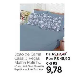Jogo De Cama Casal 3 Peças Malha Rolinho