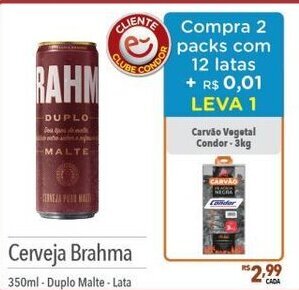Supermercados Condor Cerveja Brahma 350ml oferta