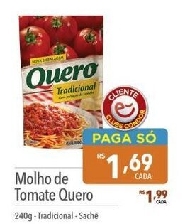 Supermercados Condor Molho de Tomate Quero 240g oferta