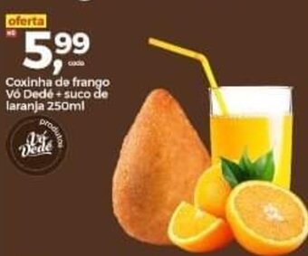 Frangolândia coxinha de Frango Vo dede + Suco de laranja 250ml oferta