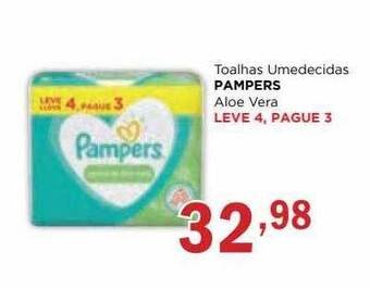 Supermercados Mundial Toalhas umedecidas pampers aloe vera leve 4 pague 3 oferta