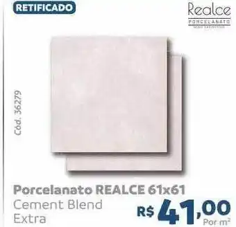 Porcelanato realce 61x61 cement blend extra
