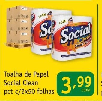 Toalha de Papel Social Clean pct c/ 2x50 folhas