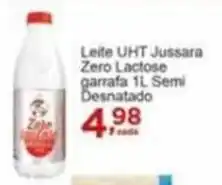 Leite UHT jussara Zero lactose garrafa 1L semi desnatado
