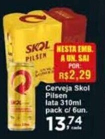Rossi Supermercado Cerveja Skol Pilsen lata 310ml pack com 6 oferta