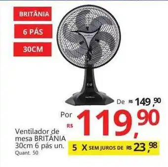 Supermercados Koch Ventilador de mesa britânia 30cm 6 pás oferta
