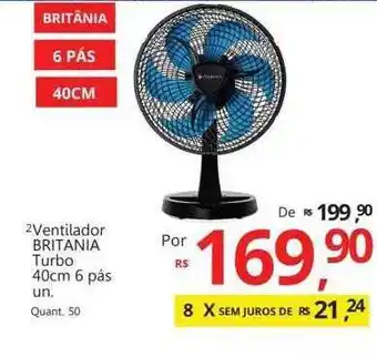 Supermercados Koch Ventilador britania turbo 40cm 6 pás oferta