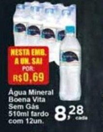 Agua Mineral Boena Vita sem gas 510ml fardo com 12un