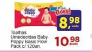 Toalhas Umedecidas Baby Poppy basic Flow pack c/ 120un