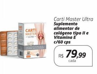 Drogal Carti master ultra suplemento alimentar de colágeno tipo ii e vitamina e c/60 cps oferta
