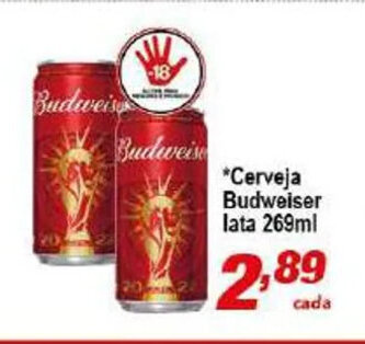 Peri Supermercado Cerveja Budweiser lata 269ml oferta