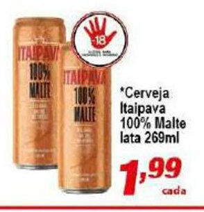 Peri Supermercado Cerveja Itaipava 100% Malte lata 269ml oferta
