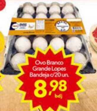 Lopes Supermercados Ovo Branco Grande Lopes Bandeja c/20 un. oferta
