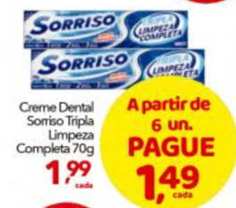 Creme dental Sorriso Tripla Limpeza Completa 70g