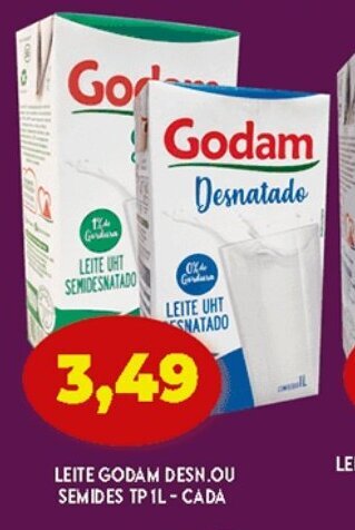 Supermercados Cristal Leite Godam Desn. ou Semides Tp 1L oferta