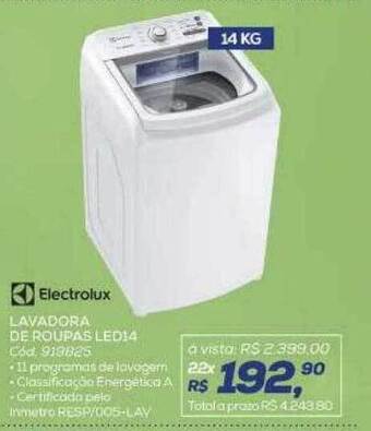 Lojas Colombo Electrolux lavadora de roupas led14 oferta