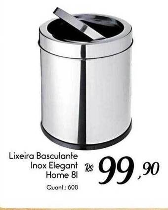 Lixeira basculante inox elegant home 8l