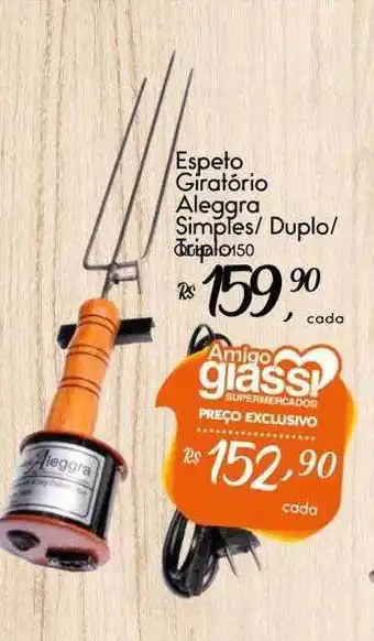Espeto giratório aleggra simples duplo