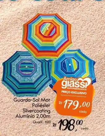 Giassi Supermercados Guarda-sol mor poliéster slivercoating alumínio oferta