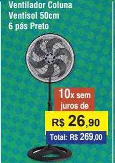 Ventilador coluna ventisol 50cm 6 pás preto