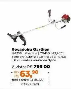 Lojas TaQi Roçadeira garthen 184706 oferta