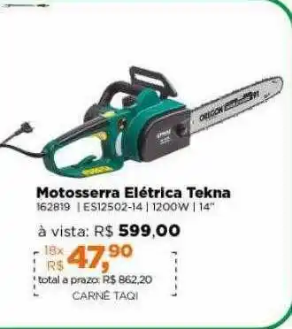 Lojas TaQi Motosserra elétrica tekna oferta