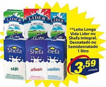 Vencedor Atacadista Leite Longa Vida Lider ou Shefa Integral, Desnatado ou Semidesnatado 1L oferta