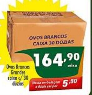 Vencedor Atacadista Ovos Brancos Grandes Caixa c/ 30 duzias oferta