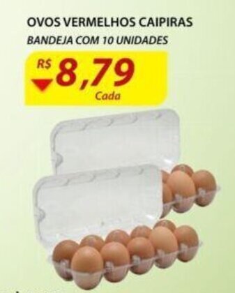 Ovos Vermelhos Caipiras bandeja com 10 unidades