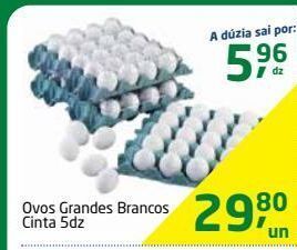Tenda Atacado Ovos grandes brancos cinta 5dz oferta