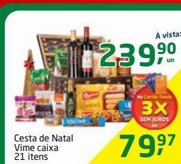 Cesta de natal vime caixa 21 itens