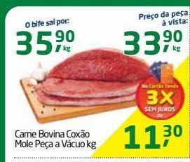 Tenda Atacado Carne bovina coxão mole peça a vácuo kg oferta