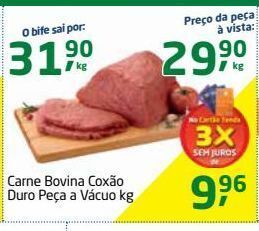 Tenda Atacado Carne bovina coxão duro peça a vácuo kg oferta