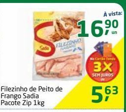 Tenda Atacado Filezinho de peito de frango sadia pacote zip 1kg oferta