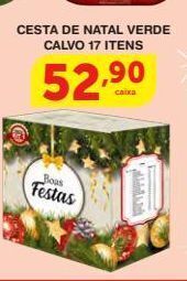 Roldão Cesta de natal verde calvo 17 itens oferta