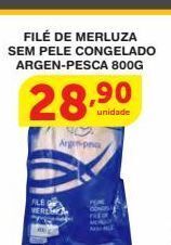 Roldão Filé de merluza sem pele congelado argen-pesca 800g oferta