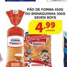 Roldão Pão de forma 450g ou bisnaguinha 300g seven boys oferta