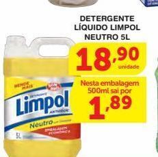 Roldão Detergente líquido limpol neutro 5l oferta
