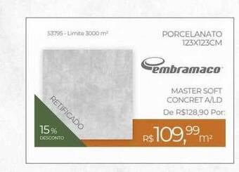 ABC da Construção Porcelanato 123x123cm embramaco 15% desconto oferta