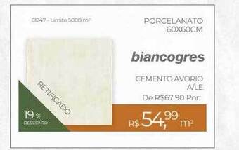 ABC da Construção Porcelanato 60x60cm biancogres oferta
