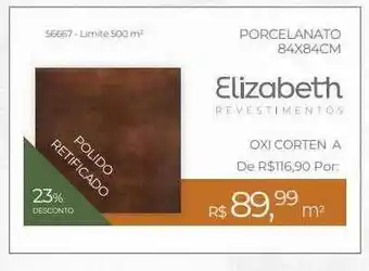 ABC da Construção Porcelanato 84x84cm elizabeth 23% desconto oferta